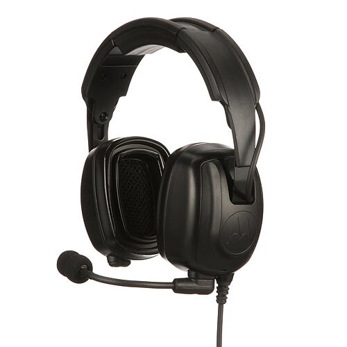 Heavy-Duty, Over-the-Head Headset With Noise-Canceling Boom Microphone